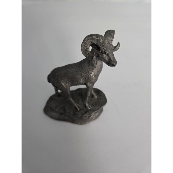 Vintage Cast Pewter Bighorn Ram Figurine Statue - Picture 1 of 5